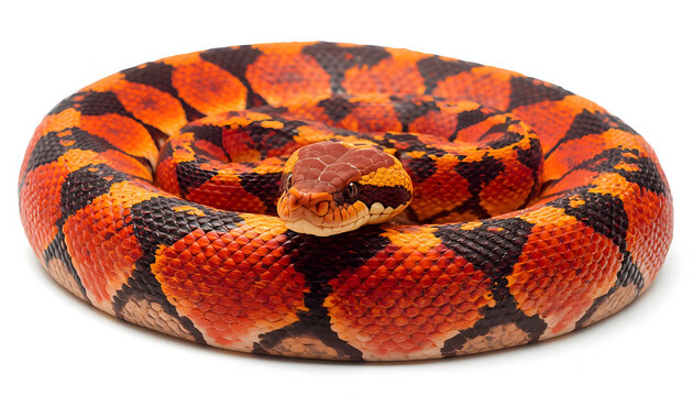Close up of python snake on white background