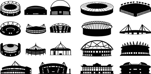 Collection of Stadium Silhouettes in Isometric View arena sports © MdMirajul