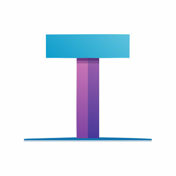 Abstract T-shaped structure with gradient colors