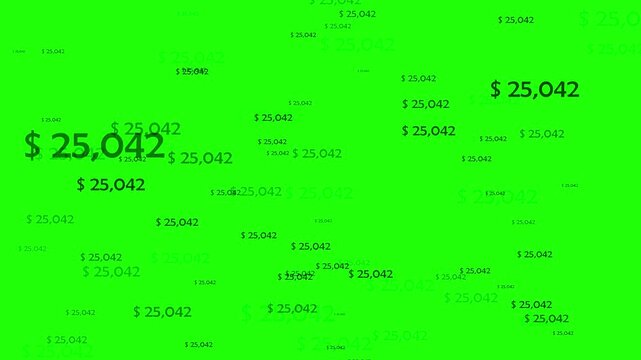 4k flying money animation on green screen (chroma key) concept of digital currency, business investment, fintech cashflow and companies