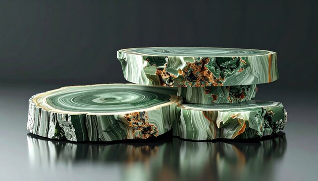 Elegant Green Marble Coasters with Natural Pattern and Texture