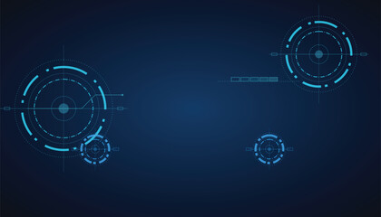 Futuristic hud interface with circular scanning elements and data overlays on blue background © Mehedi