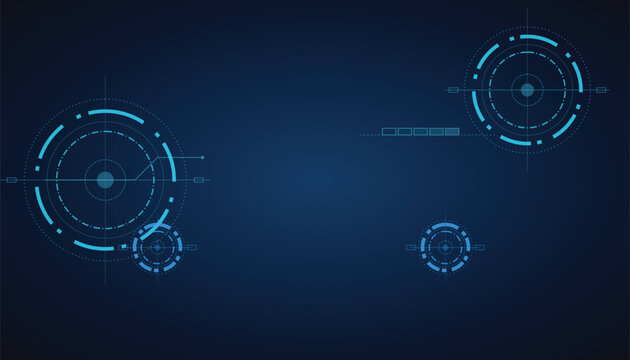 Futuristic hud interface with circular scanning elements and data overlays on blue background