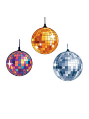Obraz premium set of disco balls assorted sizes studio isolated white background