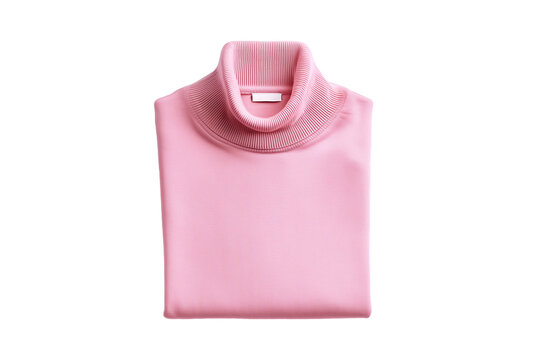 Pastel pink cotton turtleneck with a slim, fitted design isolated on white background, Clipping Path, png