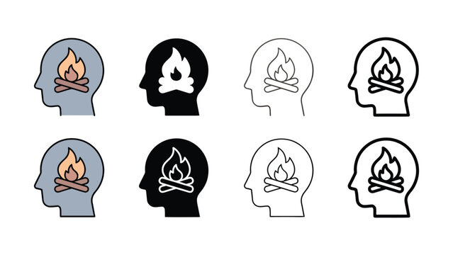 Creative ideas burning minds innovative thoughts and inspiration icons set