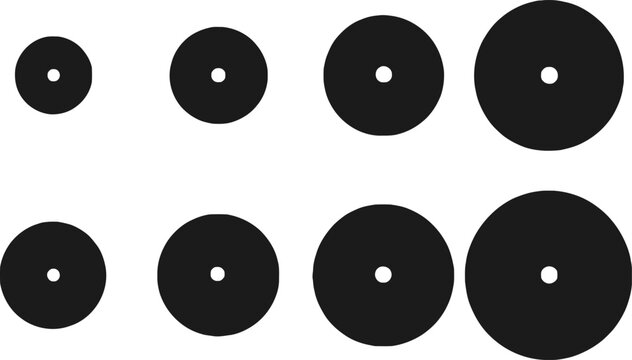 Four black camera lens aperture icons with different f-stop openings Vector