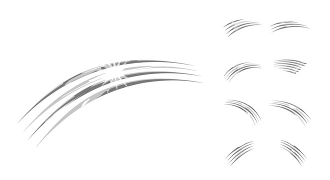 Set of fierce claw scratch marks and dynamic speed lines graphic elements.