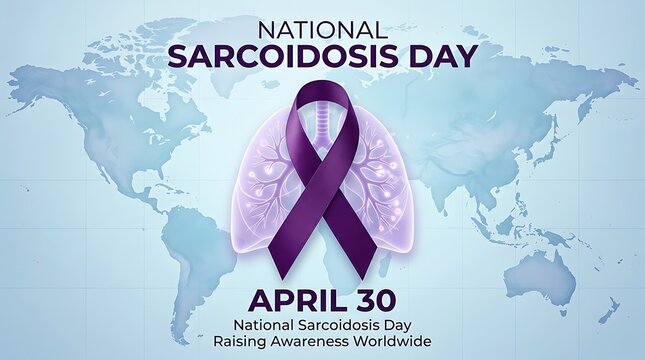 National sarcoidosis day featuring a purple ribbon and map awareness
