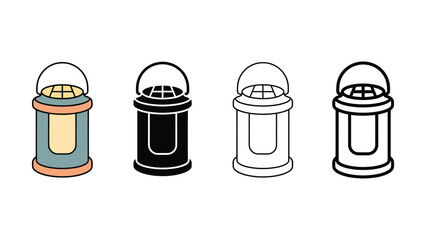 Four different colored lantern icons with glass dome tops and handles © MSTSENOARA