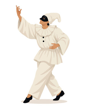 Pulcinella character posing from commedia dell'arte