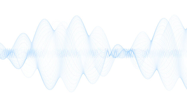 Abstract blue sound wave pattern isolated on transparent background