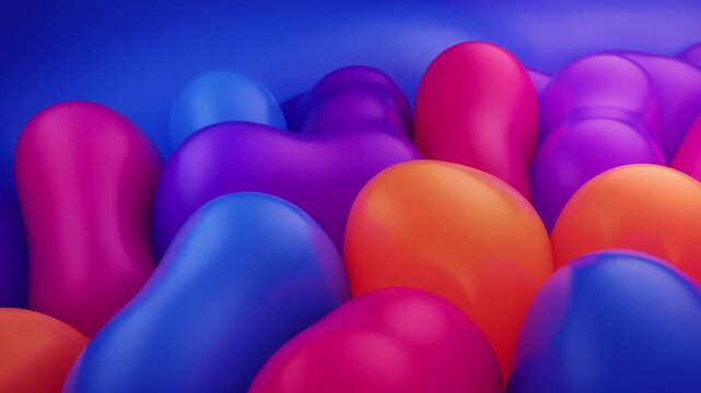 Abstract 3d motion background featuring smooth morphing colorful blobs in slow motion