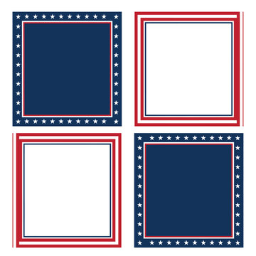 4th july patriotic frames collection navy red and white borders with stars
