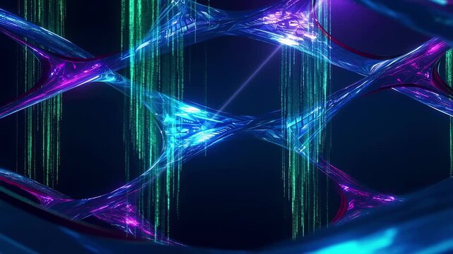 Futuristic 3d abstract background with holographic data streams