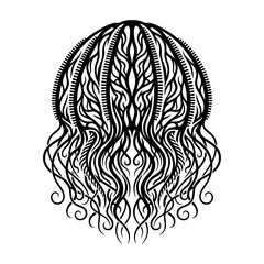 Fototapeta premium Vintage floral retro vector illustration of a woman head silhouette with decorative ornament leaves circle symbol and artistic design elements