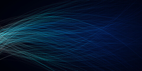 Abstract digital background with flowing light trails and particles representing data flow or network connectivity © Mehedi