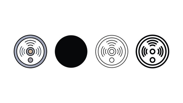 Three wireless network icons and one solid circle on white background