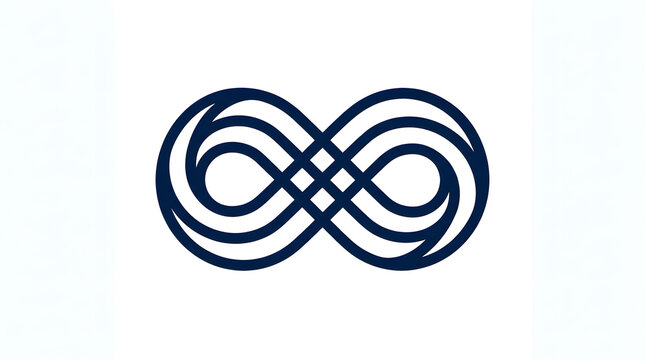 Abstract minimalist infinity symbol with interlocking circular loops on transparent background