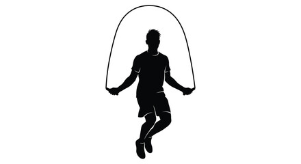 Person jumping rope in black silhouette jumper © turag