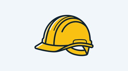 Fototapeta premium Yellow industrial hard hat helmet icon for safety and construction work protection