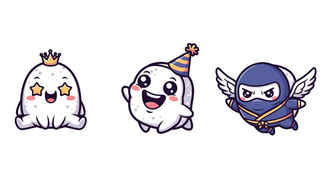 Cute Ghost and Ninja Character Illustrations.