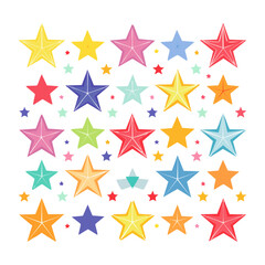 Fototapeta premium Colorful star shapes on transparent background