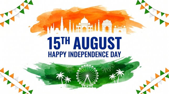 illustration of Famous Indian monument and Landmark for Happy Independence Day of India