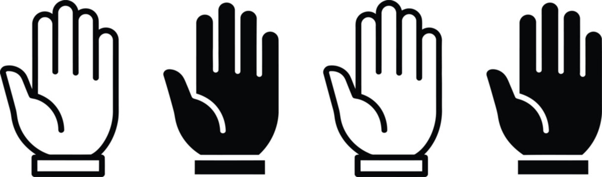 Set of four left hands showing different finger counting numbers from one to four Vector