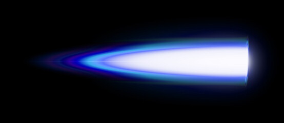 Sci-fi spaceship white rocket thruster flame design on black background. Realistic burning plasma inferno, fighter jet exhaust blast illustration, and horizontal blue energy. © Vagabonds_realm