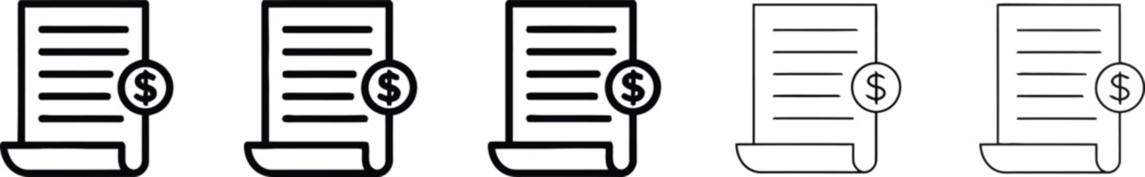 Stack of five laptops with dollar signs on screens showing money or business profit Vector