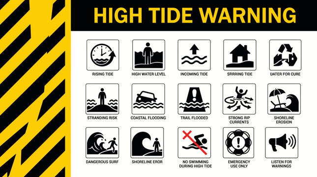 Coastal safety information high tide and beach warnings for public awareness