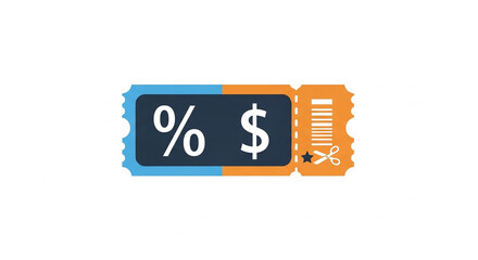 Fototapeta premium Vector Illustration of Discount Coupon with Percentage and Dollar Symbols