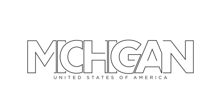 Michigan, USA typography slogan design. America logo with graphic city lettering for print and web.