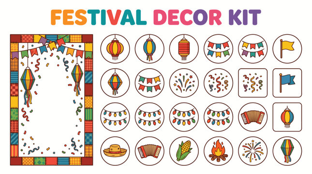 Festive Celebration Decor Kit Bunting, Lanterns, and Party Elements for Lively Events