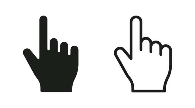 Hand Pointing Down Icon Solid And Outline Styles On White Background