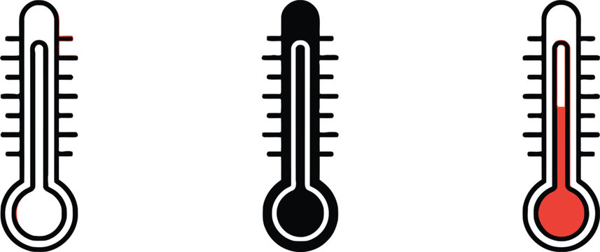Three thermometers showing different temperature levels from cold to hot Vector