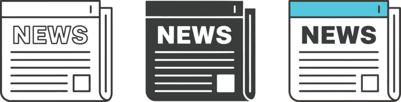 Stack of three blank newspapers or flyers with colorful headers isolated Vector