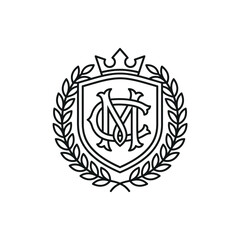 Obraz premium Crest logo with laurel wreath crown.