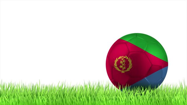 ERITREA Flag Soccer Ball Rolling on Green Grass Animation with Copy Space