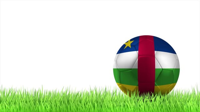 Central African Republic Flag Soccer Ball Rolling on Green Grass Animation with Copy Space