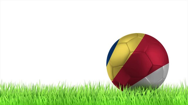 SEYCHELLES Flag Soccer Ball Rolling on Green Grass Animation with Copy Space