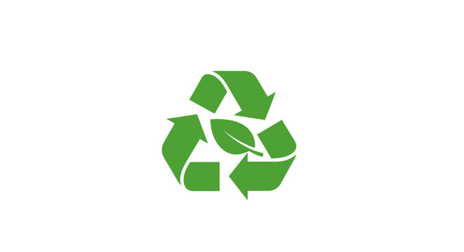 Green Recycling Symbol with Leaf Icon.