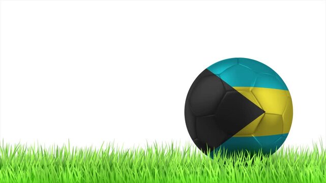 BAHAMAS Flag Soccer Ball Rolling on Green Grass Animation with Copy Space
