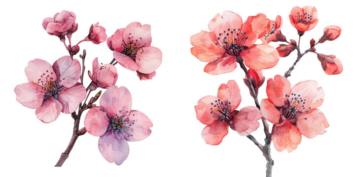 sakura flowers watercolor vector illustration