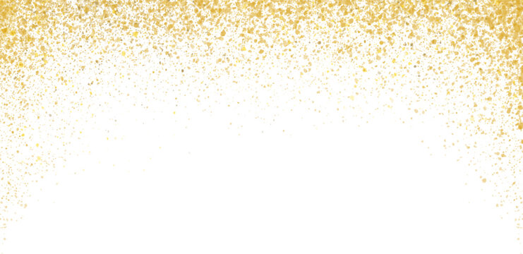 Golden glitter frame, gold confetti background template, festive sparkle border for celebration, party and elegant design