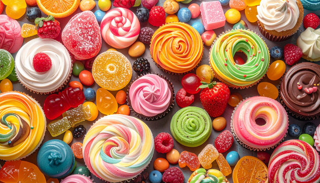 Assorted Colorful Candy Background
