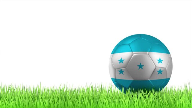 HONDURAS Flag Soccer Ball Rolling on Green Grass Animation with Copy Space