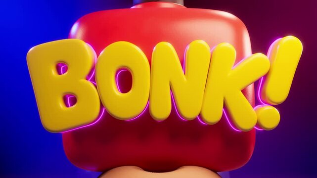 Dynamic cartoon scene of a giant mallet dropping from above and striking a character with a bold bonk