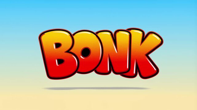 Dynamic bonk popup animation with cartoon impact effect quick scaling bounce vibrant comic style clean background perfect for playful energetic digital content